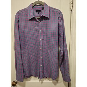 Jack Maverick Long Sleeve Button Down‎ Slim Fit Mens Plaid Size Large Pink Blue